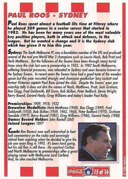 1995 Select Coca-Cola Team Classics #15 Paul Roos Back